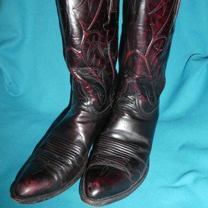 Lucchese Burgundy Leather Cowboy Boot, 9.5D